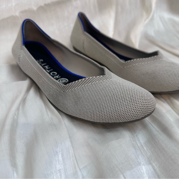 Rothy's Birdseye Round Toe Rare Retired Knit Ballet Flats In Flax Gray Size 9 - Picture 10 of 13